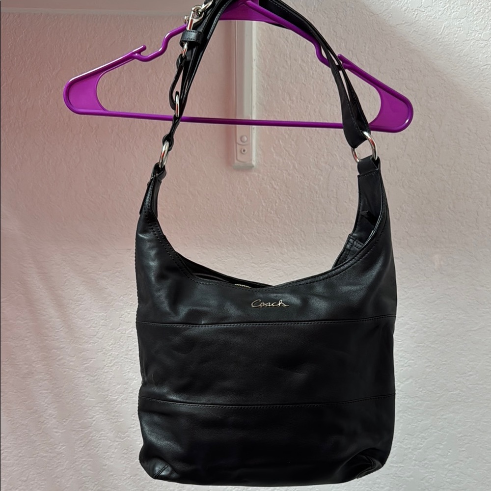 Coach Black Leather Hobo Shoulder Bag